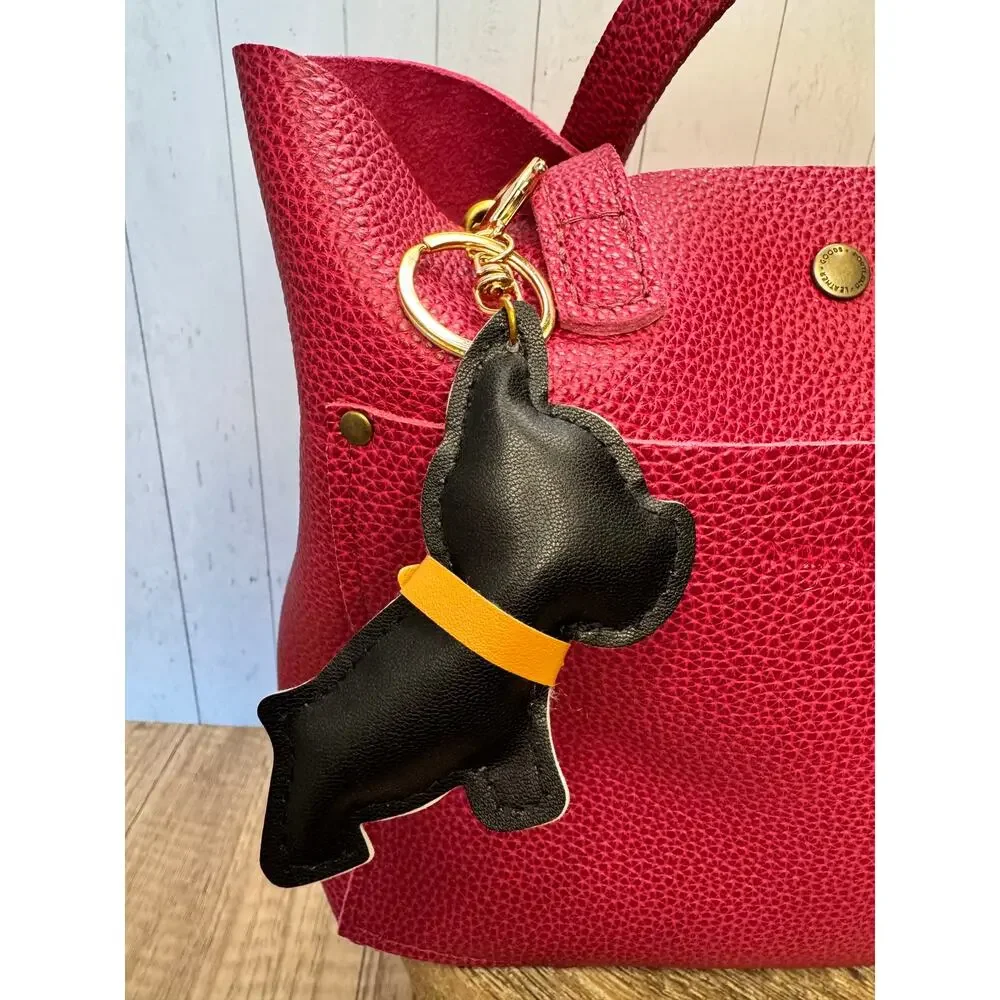 Boston Terrier Bag Charm Vegan Leather French Bulldog Purse Charm NeW! Dog Lover